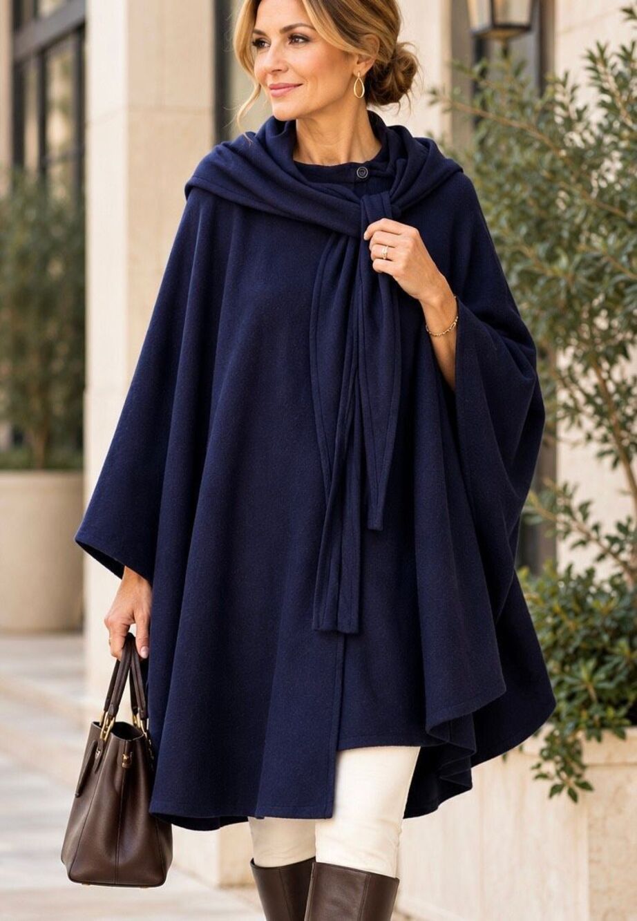 Vintage Molina Jimmy Hourihan Navy Wool Cashmere Hooded Cape Ireland OS